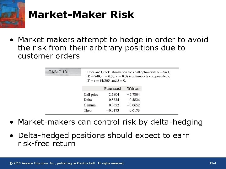 Market-Maker Risk • Market makers attempt to hedge in order to avoid the risk