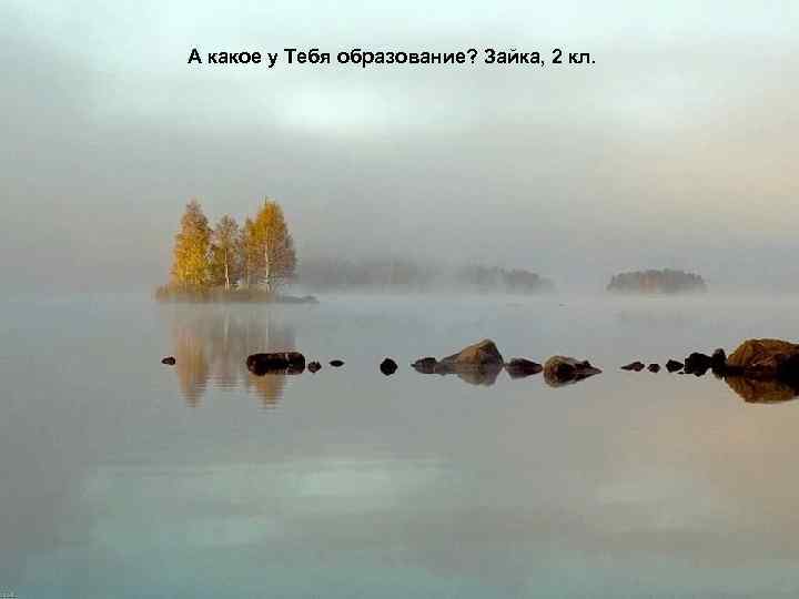 А какое у Тебя образование? Зайка, 2 кл. 