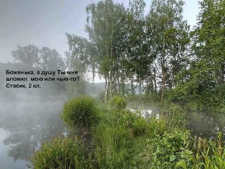 Боженька, а душу Ты мне вложил мою или чью-то? Стасик, 2 кл. 