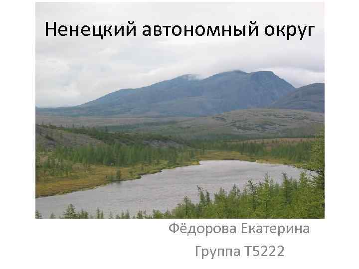 Ненецкий автономный округ Фёдорова Екатерина Группа Т 5222 