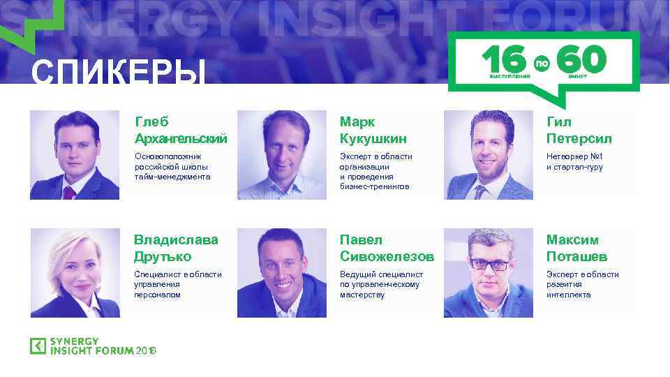 СПИКЕРЫ Глеб Архангельский Марк Кукушкин Гил Петерсил Основоположник российской школы тайм-менеджмента Эксперт в области
