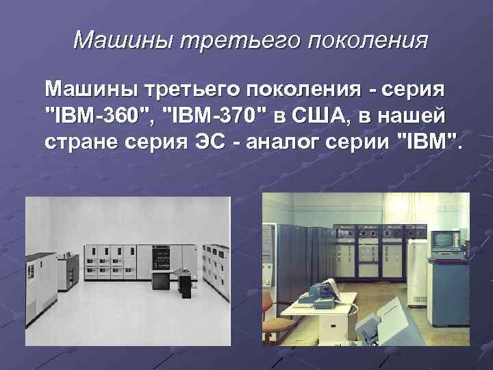 Электронных вычислительных машин и баз. IBM 360 поколение ЭВМ. Машины третьего поколения ЭВМ.