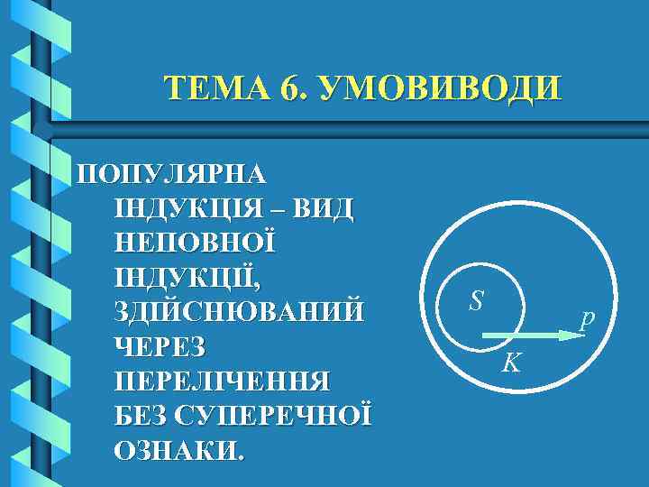 ТЕМА 6. УМОВИВОДИ ПОПУЛЯРНА ІНДУКЦІЯ – ВИД НЕПОВНОЇ ІНДУКЦІЇ, ЗДІЙСНЮВАНИЙ ЧЕРЕЗ ПЕРЕЛІЧЕННЯ БЕЗ СУПЕРЕЧНОЇ