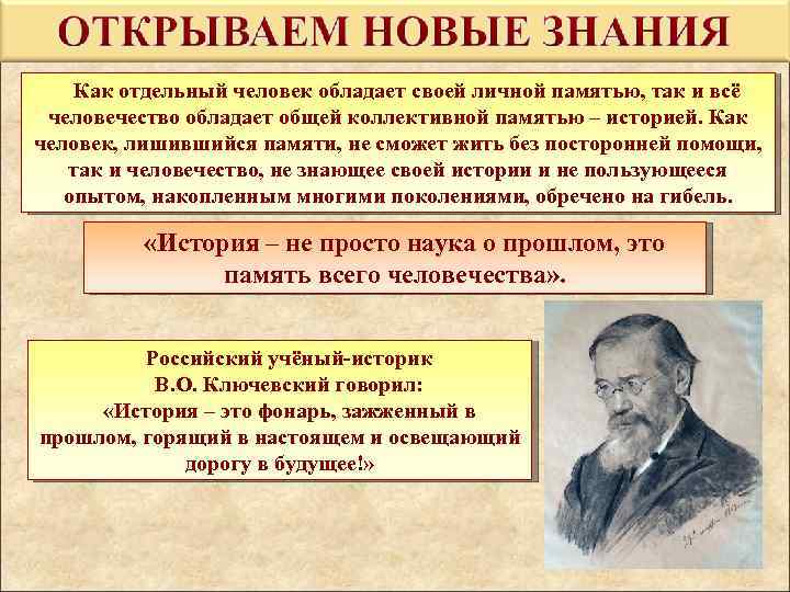 Как отдельный человек обладает своей личной памятью, так и всё человечество обладает общей коллективной