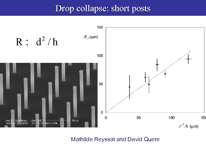 Drop collapse: short posts Drop collapse: simulations Mathilde Reyssat and David Quere 