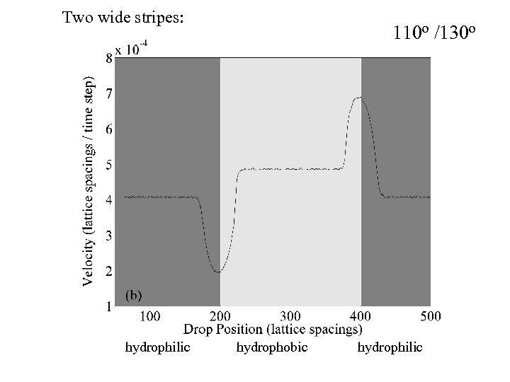 Two wide stripes: 110 o /130 o hydrophilic hydrophobic hydrophilic 