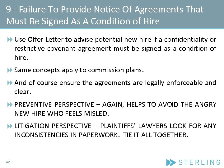 9 - Failure To Provide Notice Of Agreements That Must Be Signed As A
