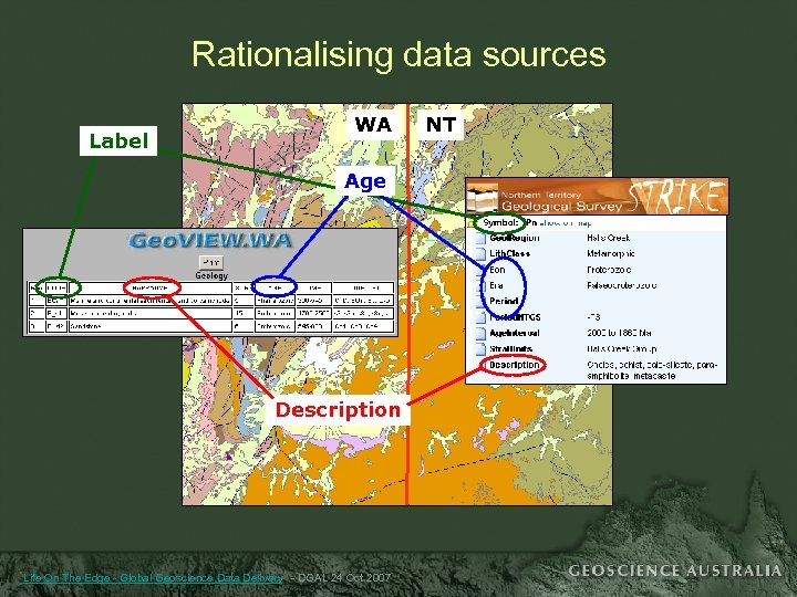 Rationalising data sources Label WA Age Description Life On The Edge - Global Geoscience