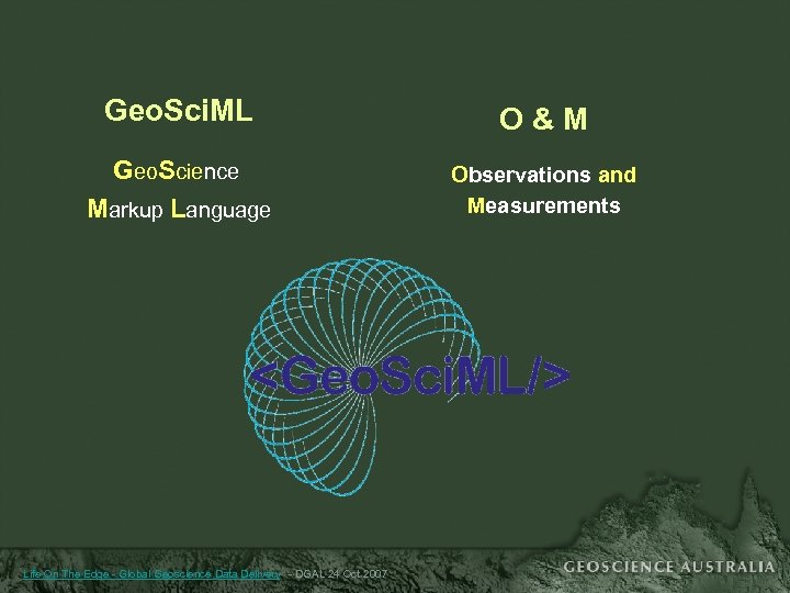 Geo. Sci. ML O&M Geo. Science Markup Language Observations and Measurements Life On The