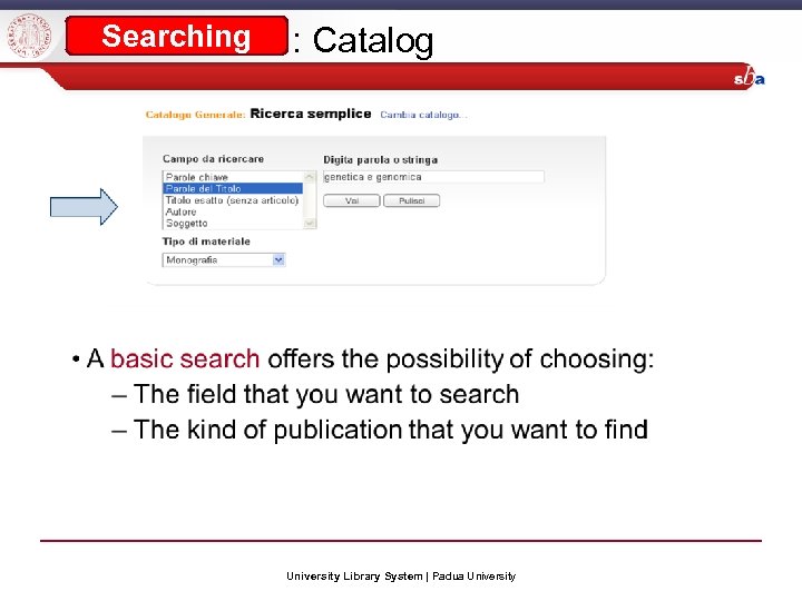 Searching : Catalog University Library System | Padua University 