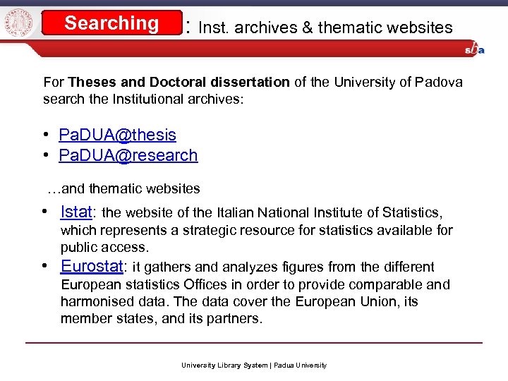 Searching : Inst. archives & thematic websites For Theses and Doctoral dissertation of the