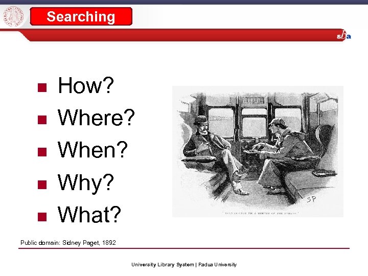 Searching How? Where? When? Why? What? Public domain: Sidney Paget, 1892 University Library System