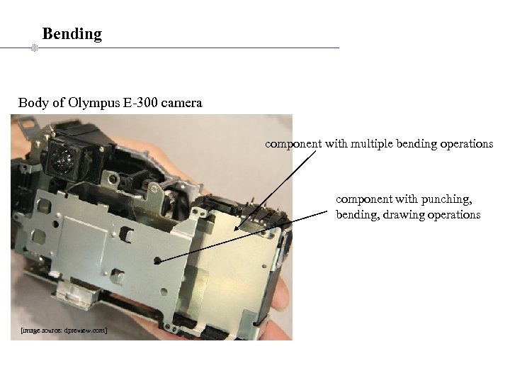 Bending Body of Olympus E-300 camera component with multiple bending operations component with punching,