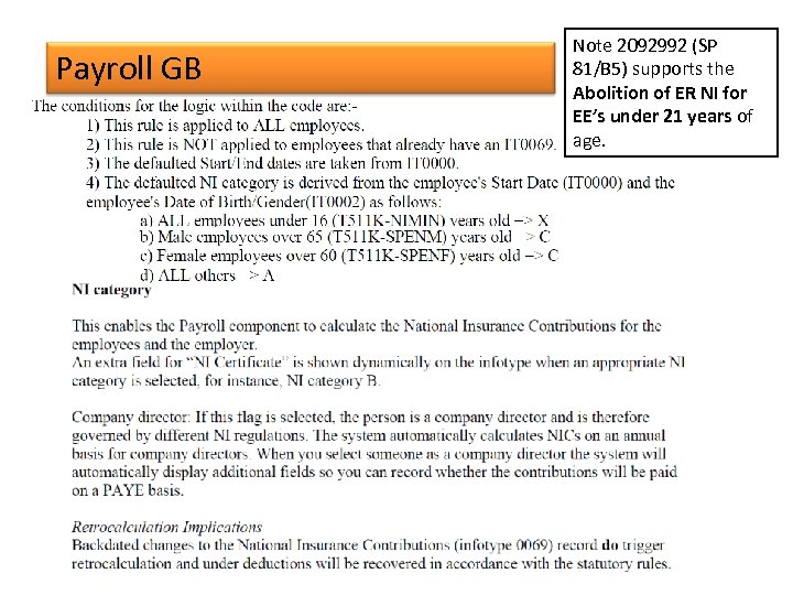 Payroll GB Note 2092992 (SP 81/B 5) supports the Abolition of ER NI for