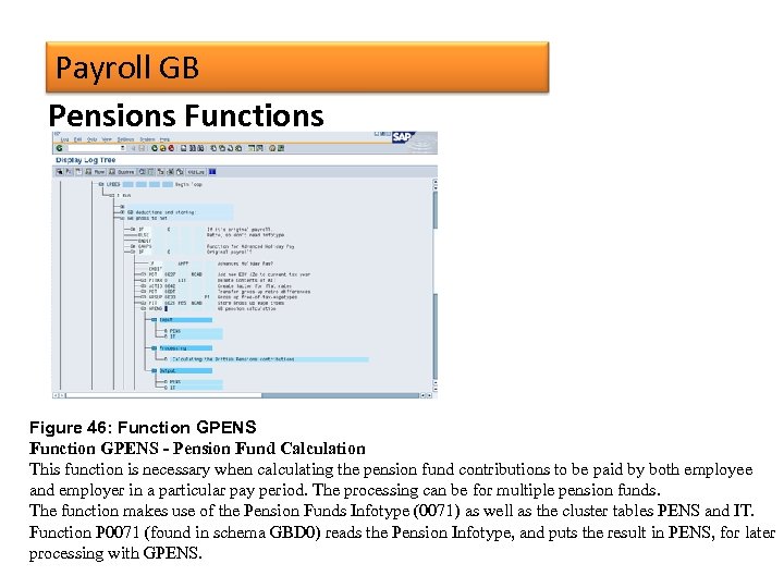 Payroll GB Pensions Functions Figure 46: Function GPENS - Pension Fund Calculation This function