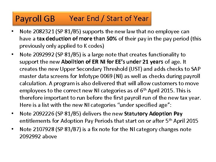 Payroll GB Year End / Start of Year • Note 2082321 (SP 81/B 5)