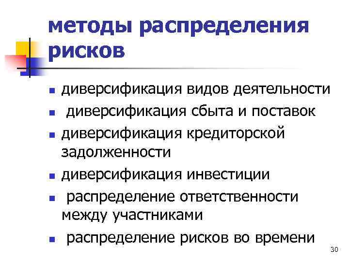 Распределение риска между участниками проекта это способ