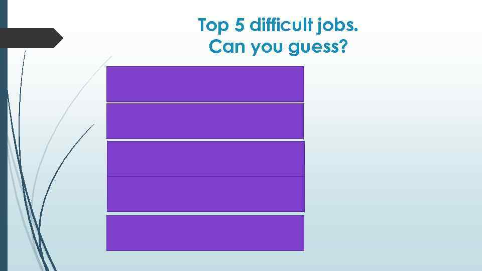 Top 5 difficult jobs. Can you guess? The President of the country A coal