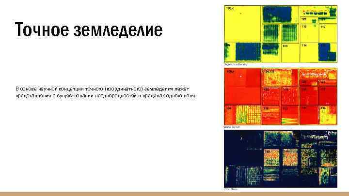 Точное земледелие В основе научной концепции точного (координатного) земледелия лежат представления о существовании неоднородностей