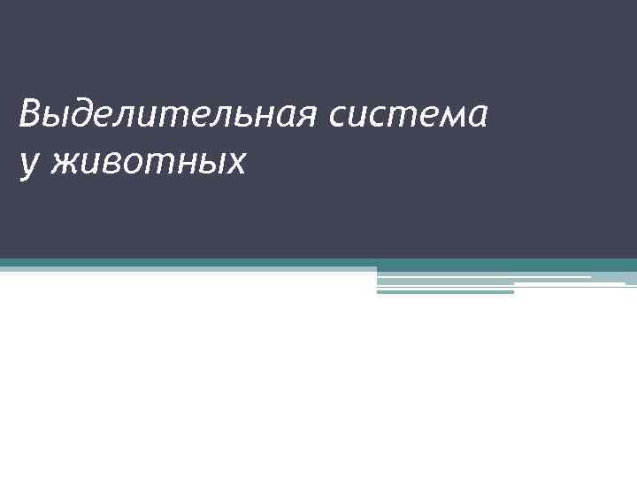 Выделительная система у животных 