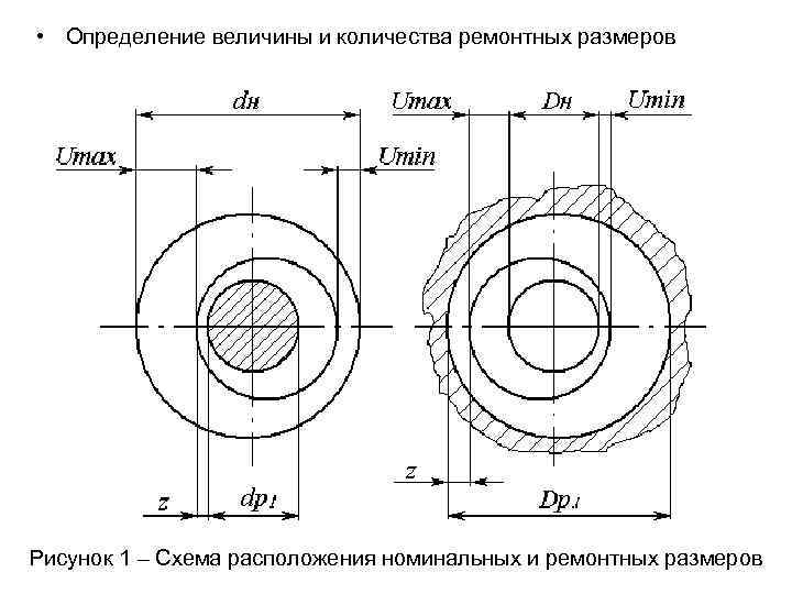  • Определение величины и количества ремонтных размеров Рисунок 1 – Схема расположения номинальных