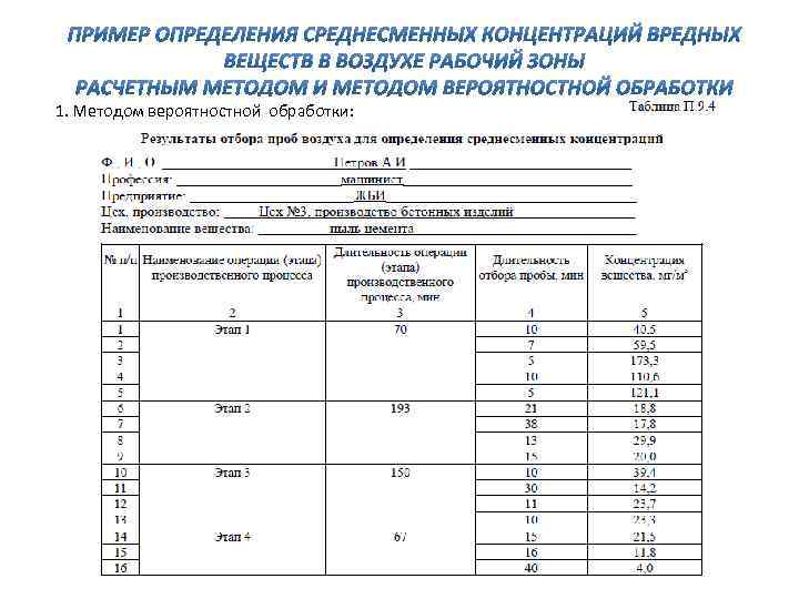 1. Методом вероятностной обработки: 