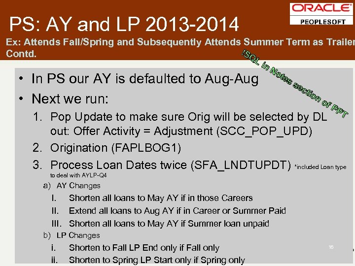 PS: AY and LP 2013 -2014 Ex: Attends Fall/Spring and Subsequently Attends Summer Term