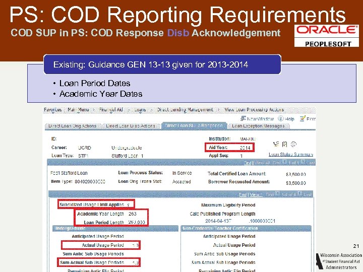 PS: COD Reporting Requirements COD SUP in PS: COD Response Disb Acknowledgement Existing: Guidance