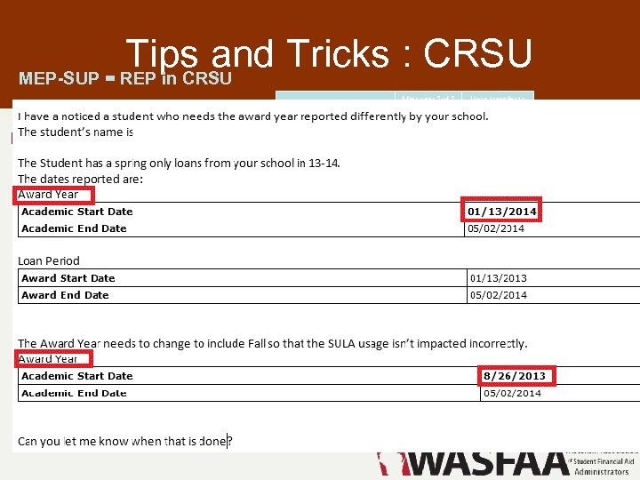 Tips and Tricks : CRSU MEP-SUP = REP in CRSU After year 3 of