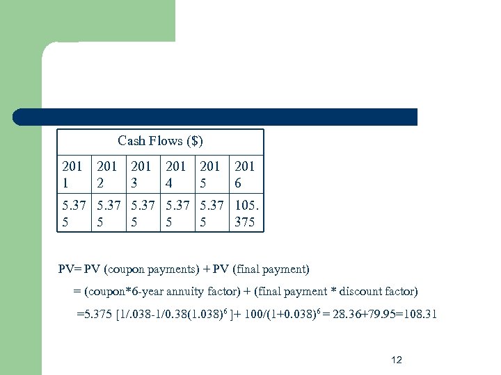 Cash Flows ($) 201 201 201 1 2 3 4 5 6 5. 37