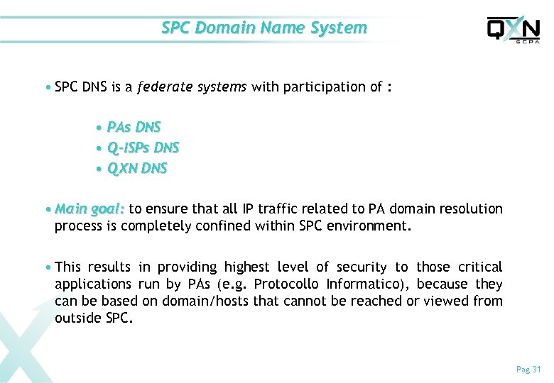 SPC Domain Name System • SPC DNS is a federate systems with participation of