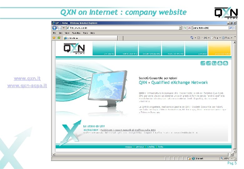 QXN on Internet : company website www. qxn. it www. qxn-scpa. it Pag 5