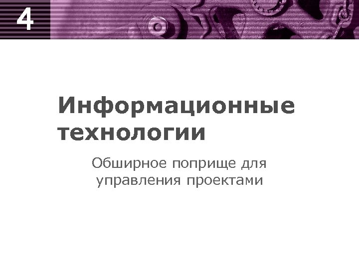 4 Информационные технологии Обширное поприще для управления проектами 