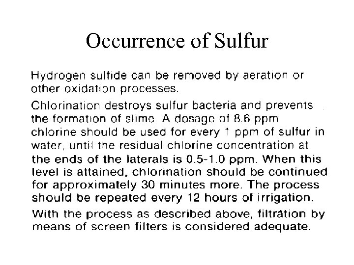 Occurrence of Sulfur 