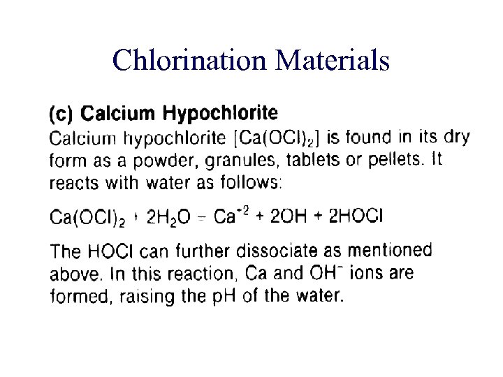 Chlorination Materials 