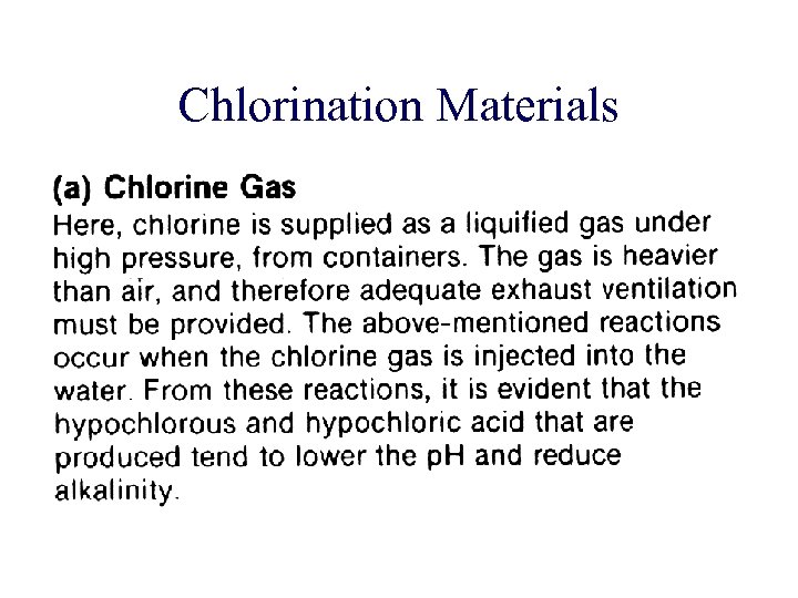 Chlorination Materials 