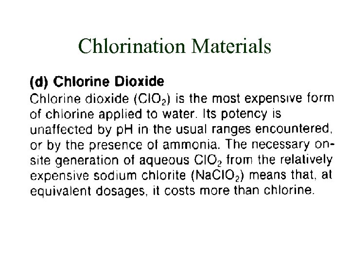 Chlorination Materials 
