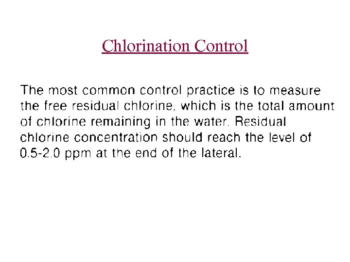 Chlorination Control 