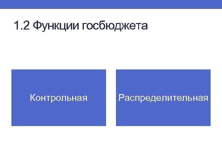 1. 2 Функции госбюджета Контрольная Распределительная 