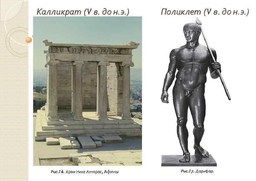 Калликрат (V в. до н. э. ) Рис. 16. Храм Нике Аптерос, Афины Поликлет