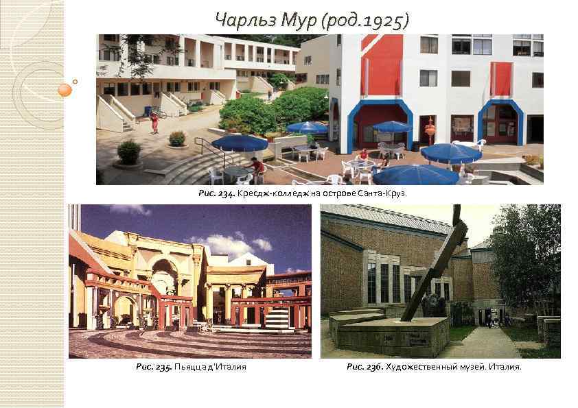 Чарльз Мур (род. 1925) Рис. 234. Кресдж-колледж на острове Санта-Круз. Рис. 235. Пьяцца д'Италия