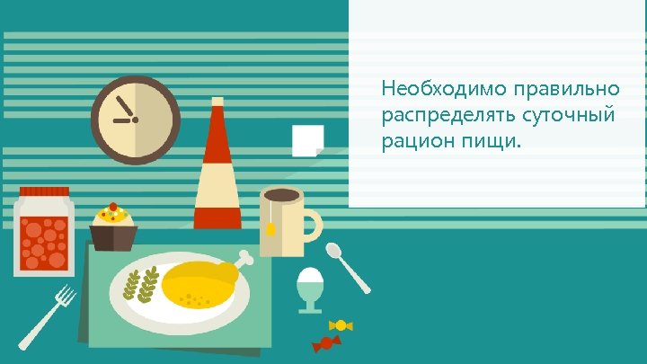 Необходимо правильно распределять суточный рацион пищи. 