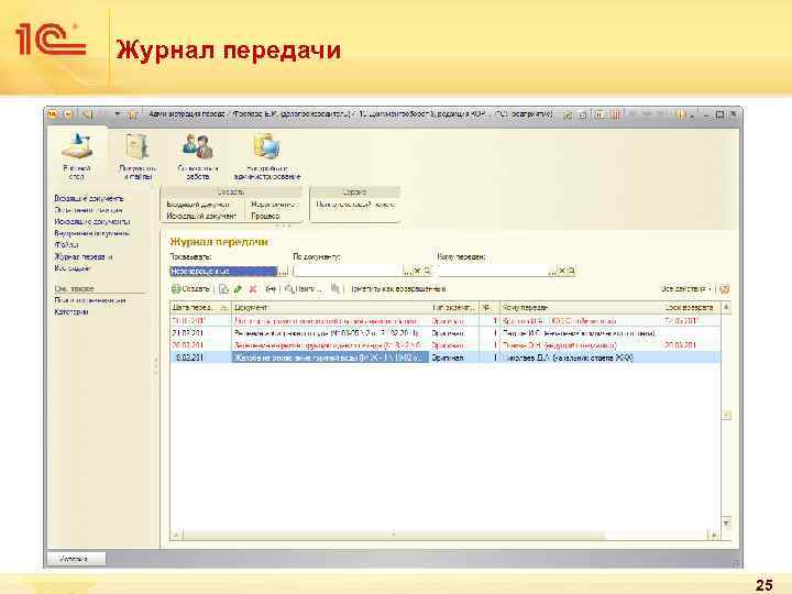 Журнал передачи 25 
