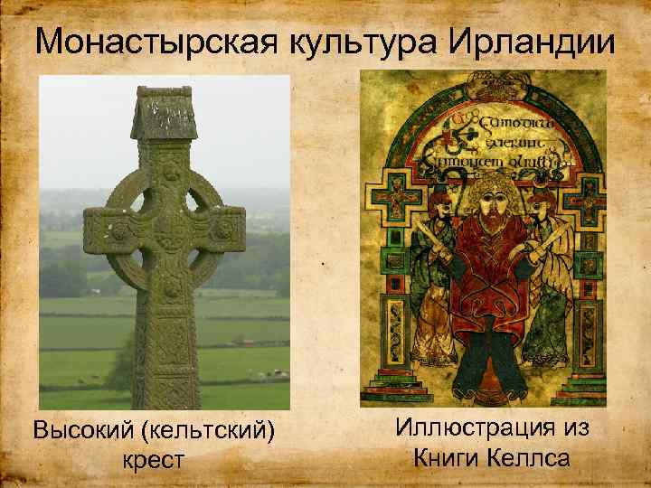 Монастырская культура Ирландии Высокий (кельтский) крест Иллюстрация из Книги Келлса 