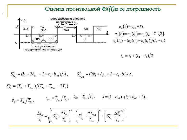 Оценка производной еx(t)и ее погрешность . Если на интервале преобразования измеряемая величина изменяется со