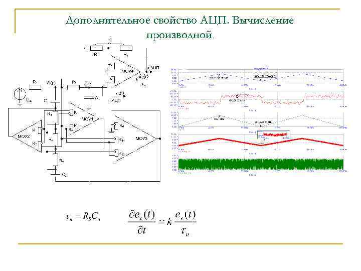 Дополнительное свойство АЦП. Вычисление производной. - постоянная времени нагрузки. где Интегрирование флюктуаций производной при