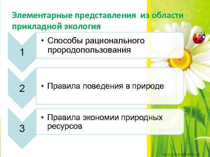 Элементарные представления из области прикладной экология 1 • Способы рационального прородопользования 2 • Правила