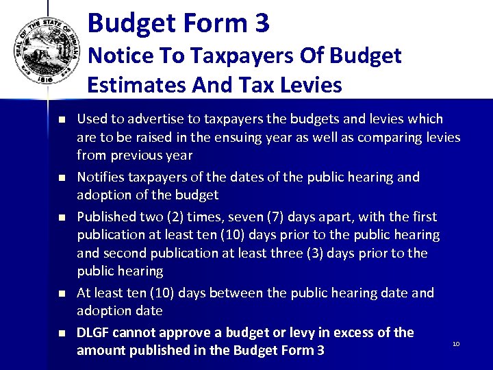 Budget Form 3 Notice To Taxpayers Of Budget Estimates And Tax Levies n n