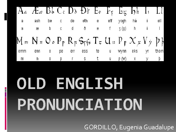 OLD ENGLISH PRONUNCIATION GORDILLO, Eugenia Guadalupe 