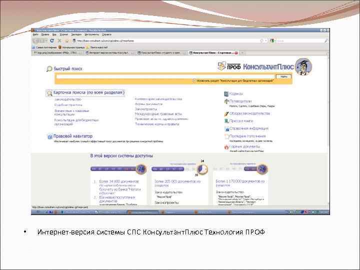  • Интернет-версия системы СПС Консультант. Плюс Технология ПРОФ 